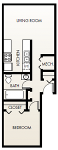 Summit Creek Apartments 1x1 Market Floor Plan Summit Creek Apartments 1x1 Market Floor Plan